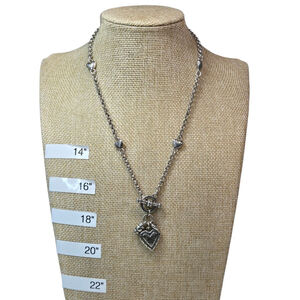 Brighton Necklace Women's Silvertone Chain Heart Charm Toggle Closure Classic